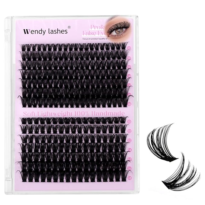 Lash Clusters 60D 80D Wispy Individual Lashes 280PCS D-Curly Volume Lash Extensions 10-18mm Natural DIY Cluster Lashes for Beginners(60D+80D,10-18mm,0.07D)