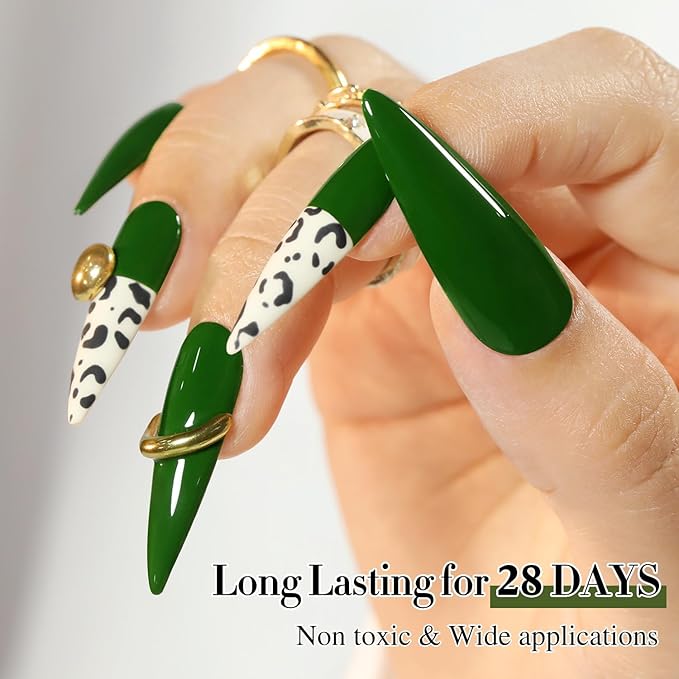 Double Rhythm 0.50 OZ Gel Polish Hema Free Same Color Same Bottle Golden Round Translucent Neutral Natural Milky 15 ML Jelly UV Polish Art DIY at Home (Dark Green-C1287)