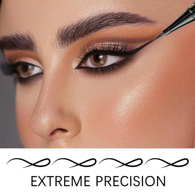 Waterproof Liquid Eye Liner, Stay One Day Makeup with Fine Brush Tip Lasting Satin Finish, Smudge-Proof & Transfer-Resistant (03# Red Brown)