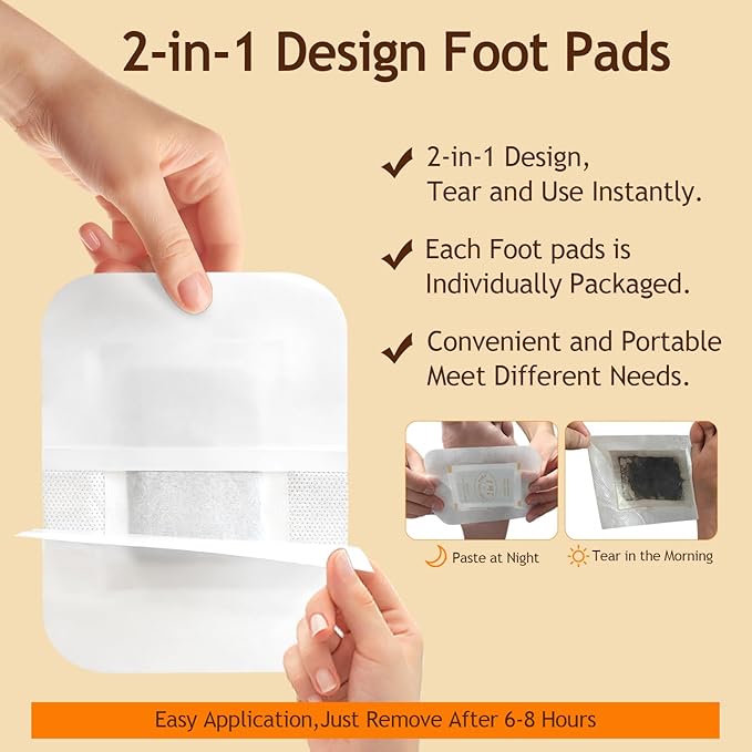 TEWEAE Bamboo Foot Pads for Better Sleep, 64 Pads- One-Piece Design Natural Herbal Patches-No Off - Improves Sleep and Relaxation - Premium Foot Care Good Night Foot Patches (2 in 1 Design)