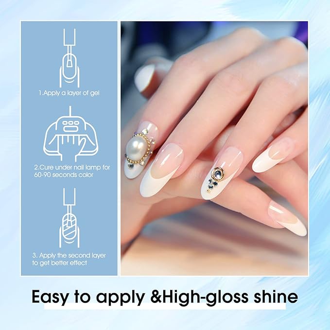 VENALISA Gel Nail Polish, 12ml Pure White Color Soak Off UV LED Nail Gel Polish Nail Art Starter Manicure Salon DIY at Home, 0.43 OZ