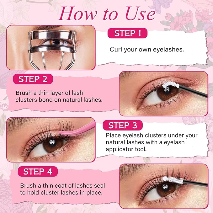 PROLASHBEAUTY Natural Lash Clusters Kit Wispy Lash Clusters Venus Ultra Thin Invisible Band Eyelash Clusters Kit Used 10 times with Clear Lash Bond and Seal Tweezer Remover (Venus Kit, 8-16mix)
