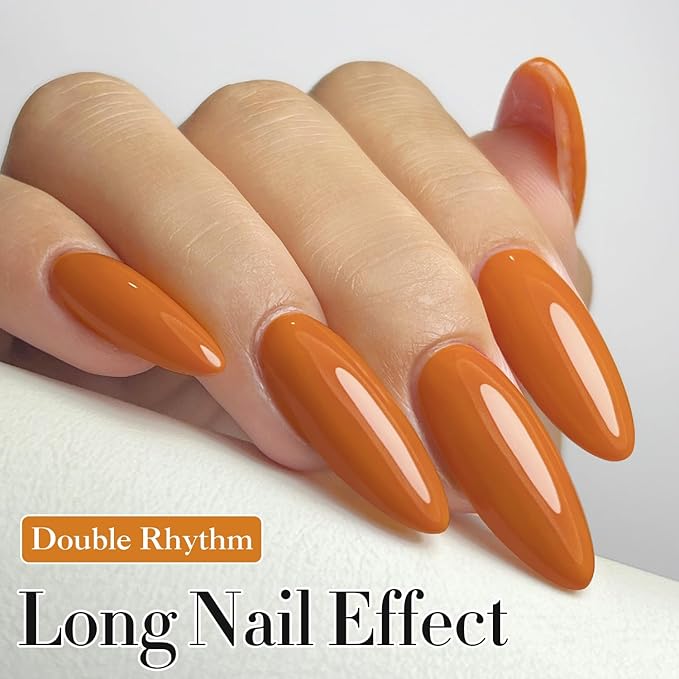 Double Rhythm Gel Polish 15ML Jelly Sheer Pastel Light Milky Color Pearl White Bottle 1 PC 0.5 OZ Full Size Nail Art Salon at Home (Deep Ginger Yellow-D1448)