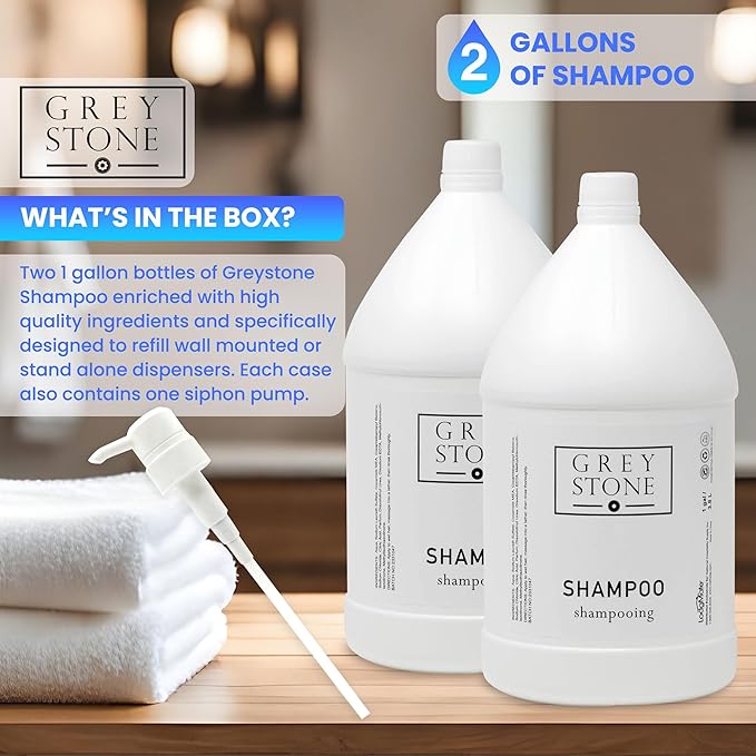 LodgMate Grey Stone Shampoo | 2 Gallons | For Hotel & Vacation Rentals to Refill Shower Dispensers (256 fl oz)