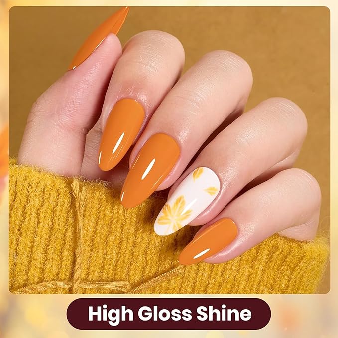 Beetles Fall Gel Nail Polish Set 6 Colors Gel Polish Red Orange Brown Gold Glitter Kit DIY Home Nail Art Manicure Kits UV LED Needed Gifts for Women Golden Blessing