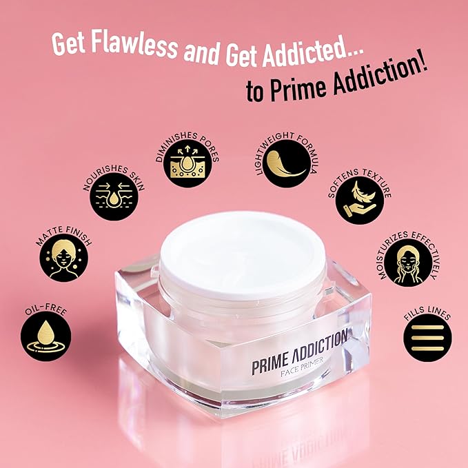 Frankie Rose Cosmetics Prime Addiction Face Primer – Pore-Minimizing, Hydrating Makeup Primer – Perfect for Dry, Sensitive, Combination, Normal & Oily Skin - 1.05 oz.