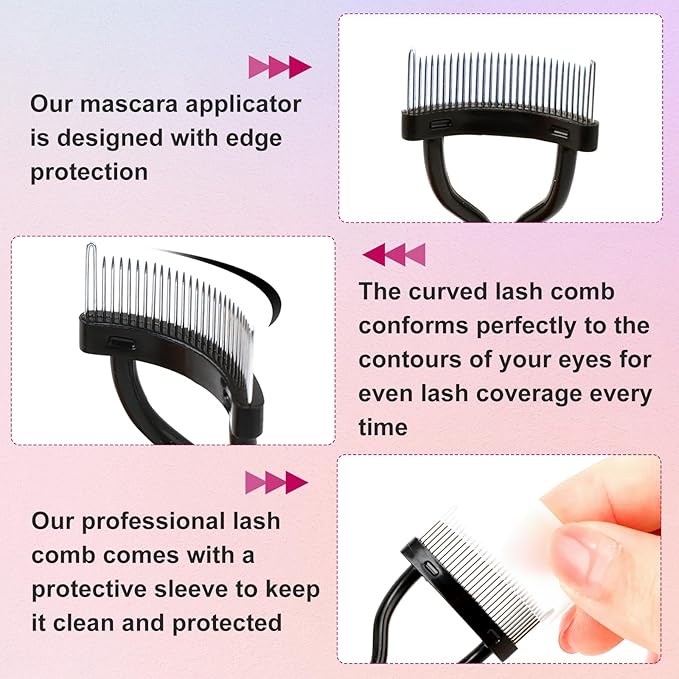 Docolor Eyelash Curler Kit, 5 in 1 Lash Curler Kit, eyelash comb fan mascara brush eyelash extension tweezers eyebrow brush and comb with 6 Extra Replacement Refill Pads Eyelash Applicator Makeup Tool