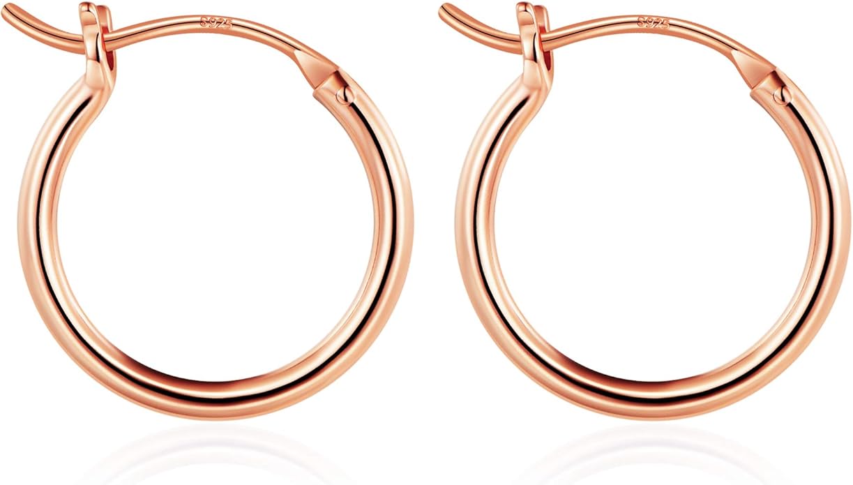 M MOOHAM 14K-Gold-Plated Hoop Earrings for Women - Hypoallergenic 14K Gold 925 Sterling silver-plated Post Sensitive Ears Nickel Free Hoops Earrings Set for Women Jewelry Lightweight 13-60mm