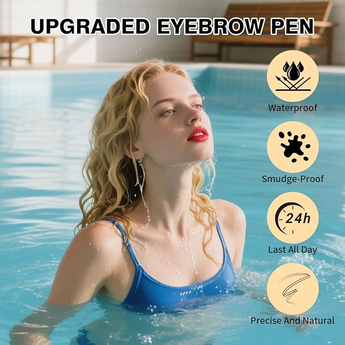 Microblading Eyebrow Pencil,2-in-1 Dual-Ended Eyebrow Pen with 2 Tip brow pen and Precise Brush-Tip,Brow Pen for Natural Waterproof and Long-Lasting Brows (Light brown)