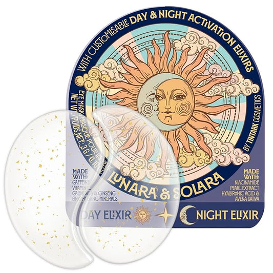 Lunara Under Eye Patches 28 Pairs, 5-Min Energizing Hydrogel Eye Masks with Caffeine Vitamin C Peptides Niacinamide, Refreshing Tired Eye, Includes Two Bonus Eye Serums, Luxury Spa Gifts for Women