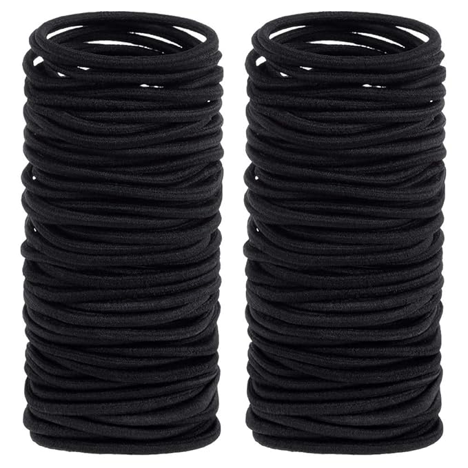 Anezus 200 Pcs Black Elastics Hair Ties Small Bulk Hair Ties Hair Bands (4mm)