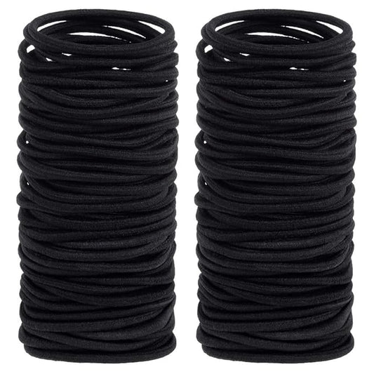 Anezus 200 Pcs Black Elastics Hair Ties Small Bulk Hair Ties Hair Bands (4mm)
