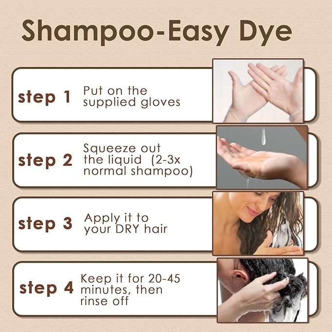 Hair Dye Shampoo 3 in 1 for Women Men, 100% Gray Coverage Root-to-Tip Coloring & Care, Long-Lasting Hair Color Shampoo with Natural Extracts, Easy Home Use for All Hair Types 16.9 fl oz (Dark Coffee)