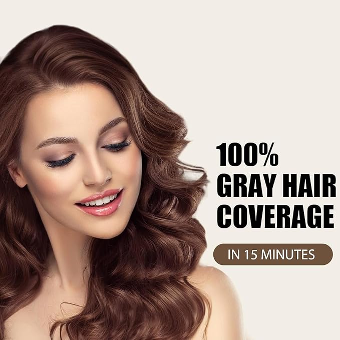 Farndu Brown Hair Dye Shampoo, 3 in 1 Instant Hair Color with 15 Min Gray Coverage, Natural Semi-Permanent Herbal Shampoo for Men & Women