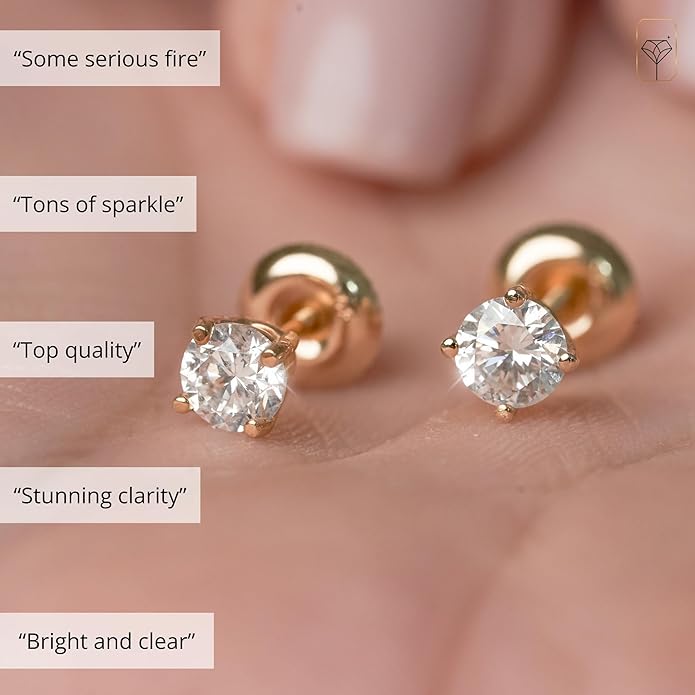 1/4-2 Carat IGI Certified Lab Grown Diamond Stud Earrings | Solitaire Real Diamonds Earring for Women in I-J Color & SI1-SI2 Clarity | 14K Gold Diamond Studs with Secure Backs by MAX + STONE