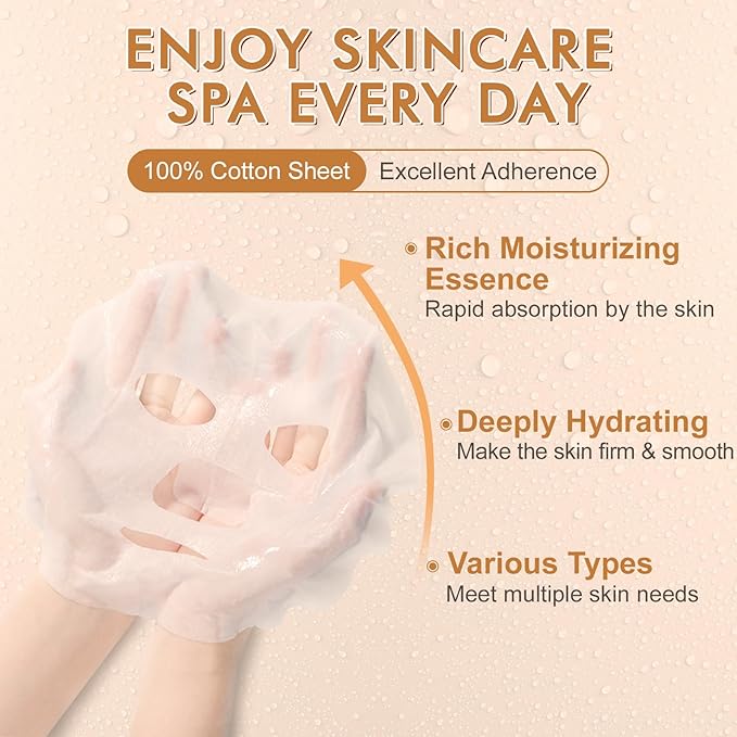 KONEUK 84 Pack Collagen Face Masks Skincare for Women, Hydrating and Moisturizing Sheet Face Masks for Women Skin Care, Face Mask Gifts Set for Spa Party, Bulk Facial Masks Suitable for All Skin Types