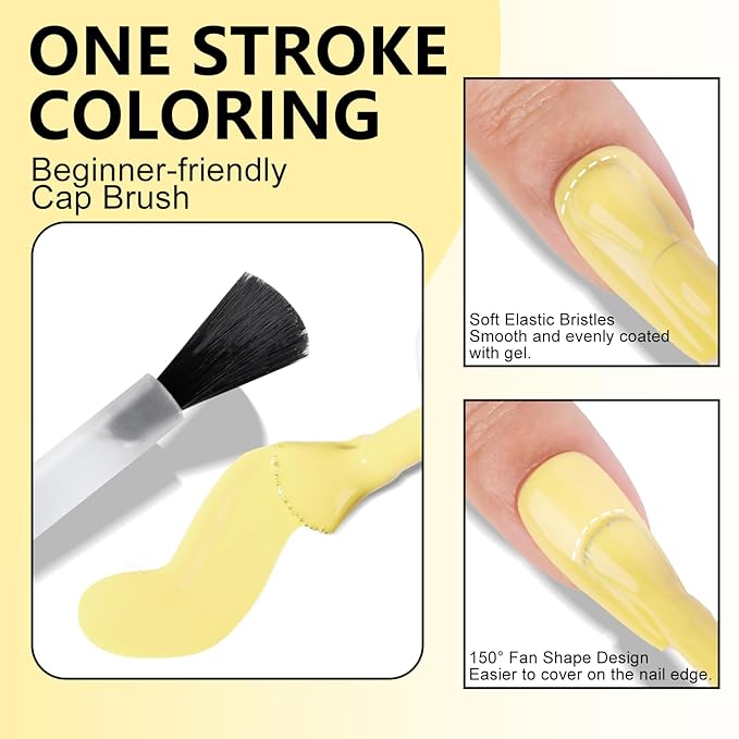 NXJ INFILILA Pastel Yellow Gel Nail Polish, 15ml 0.51oz Light Butter Yellow Gel Polish One-Stroke Coloring, Hema Free Bright Color High Gloss Soak Off Manicure Salon DIY SQ112