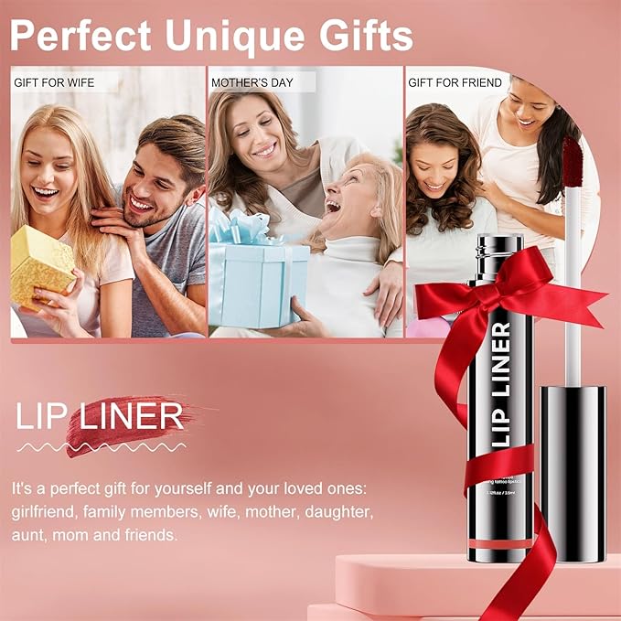 OETUIOW Lip Stain Peel Off, Lip Liner Moisturizing Long-Lasting & Waterproof, Transfer Proof & Plumping, Non-Stick Cup, Mauve Color
