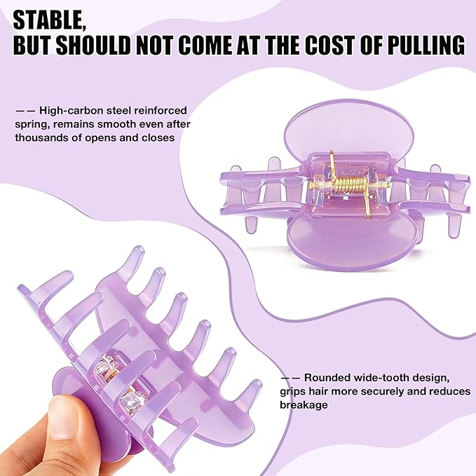 Big Hair Claw Clips for Thick Hair, Large Purple Hair Clips Acetate, Celluloid Butterfly Jaw Clips, Strong Hold for Women