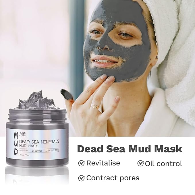 ANAI RUI 3 Pcs Face Mask Set - Turmeric Clay Mask - Green Tea Face Mask - Dead Sea Mud Mask for Oily Skin, Blackheads & Pores - Spa Gift Set Self Care Valentines Day Gifts for Women (2.5 oz Each)