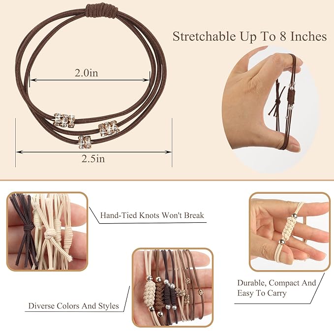 Boho Hair Ties, Elastic Hair Tie Bracelets for Women, Elastic Hair Tie Bracelets for Thick or Thin Hair, Cute Hair Ties for Women and Hair Tie Accessories 20 PCS
