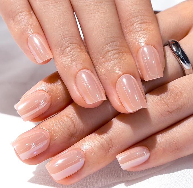 Curvlife Soft Gel Press on Nails, 30Pcs 15 Sizes Mirror Pink Nail Tips, Full Cover Design Reusable Fake Nails Kit with Glue and Adhesive Tabs