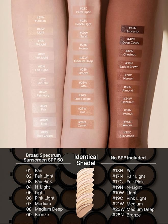 JUNG SAEM MOOL Essential Skin Nuder Cushion 19W Light 0.49 Fl Oz, No Refill, Natural Radiant Finish Cushion Foundation with Buildable Coverage, Lightweight Texture, Korean Foundation Makeup