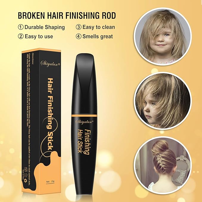 SUOFEIYA Hair Finishing Stick for Woman 3 Pack, Black, Vegan & Cruelty Free, Tames Flyaways, Smooths Frizz - Hair Mascara for All Hair Types