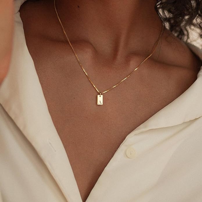 Initial Necklaces for Women 14K Gold Plated Letter Necklace Dainty Name Pendant Necklace Personalized Christmas Gifts for Women Trendy Gold Jewelry