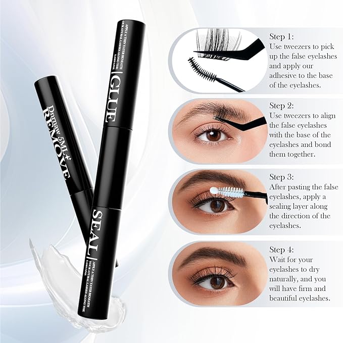 Luxury Lash Clusters Kit - Wispy & Fluffy Cluster Eyelash Extensions 8-16mm, 150H Wear | Korean Hypoallergenic PBT Fibers, Waterproof Glue & Seal | Gift Ready Premium Box (Mix-black box)