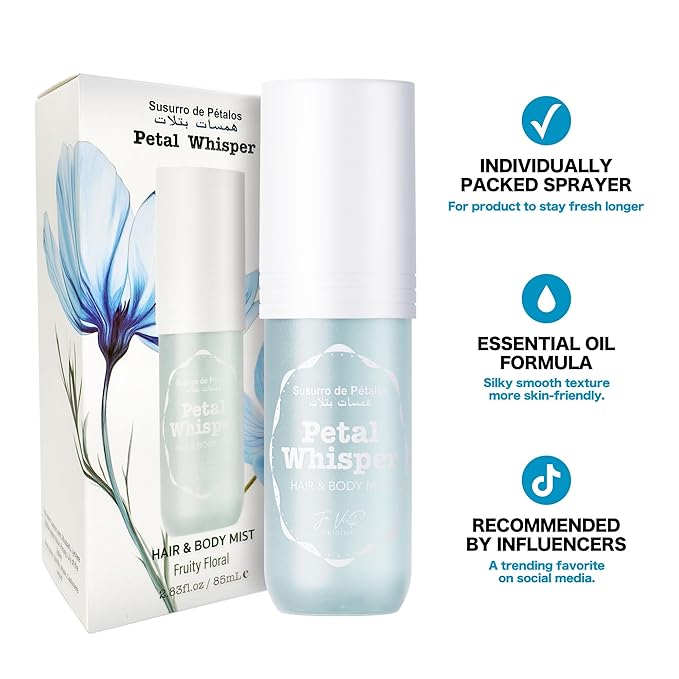 JA VEIR Body & Hair Fragrance Mist Original Perfumed Vanilla Spray for Women (Petal Whisper)