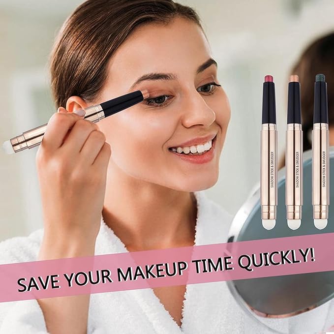 2 in1 Midnight Black Eyeshadow Stick Cream Shimmer Smooth Eyeshadow Pencil Hypoallergenic Waterproof Long Lasting Eye shadow (18 Midnight Black)