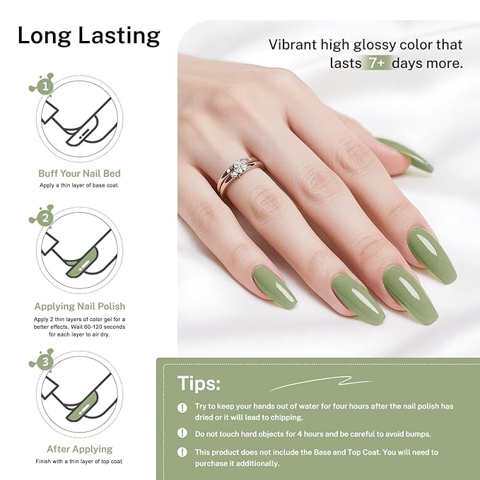 OpenLive 16.5ml Sage Green Nail Polish Large Volume Quick Drying Nail Polish, Fast Drying and Long Lasting Color Nail Art DIY Home Manicure Gift for Women