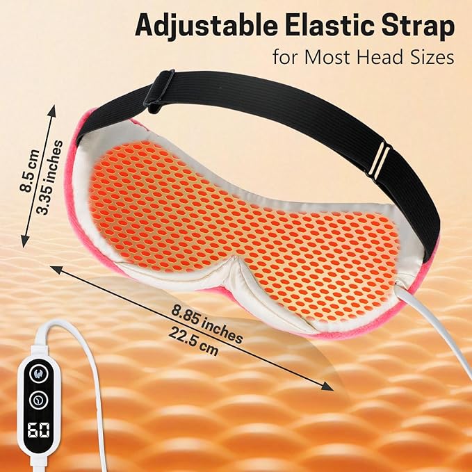 Aurya Heated Eye Mask for Dry Eyes, Warm Eye Compress Mask with Temp & Timer Setting, Eye Heating Pad for Blepharitis, MGD, Migraine, Stye, Chalazion Alleviation, Medium (8.85×3.35 in)