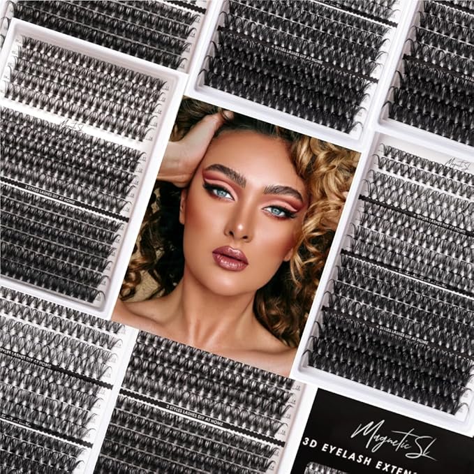 Lash Clusters 320pcs Lash Extension Kit 30D 40D 80D 100D Individual Lashes Kit 12-20mm Eyelash Extension Kit with Lash Bond+Seal,Lash Remover and Lash Tweezers for Easy Use(30/40/80/100D-0.07D Kit)