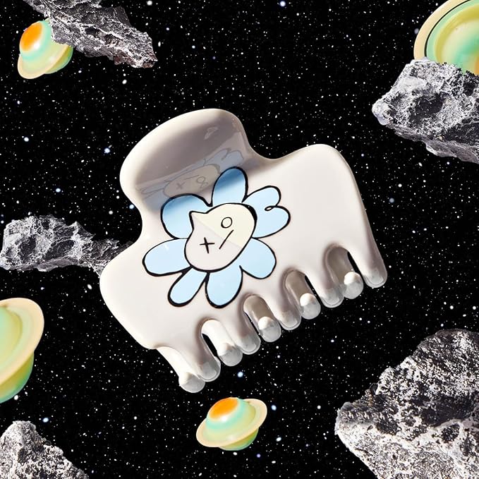 Kitsch BT21 Recycled Plastic Puffy Medium Hair Clips for Women, Medium Claw Clip for Thin & Thick Hair | Ideal Gifts for Women - VAN, 1pc