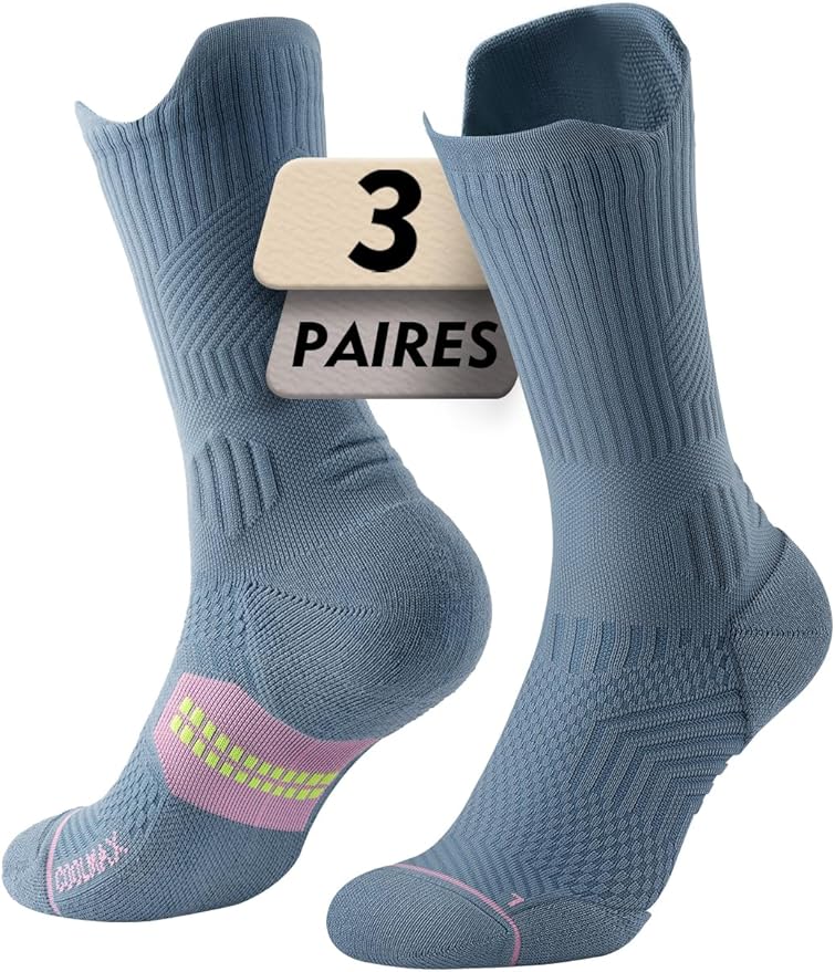 Juclise Womens Coolmax Bamboo Viscose Compression Running Crew Socks, Moisture-Wicking Anti-Blister Hiking&Gym Athletic