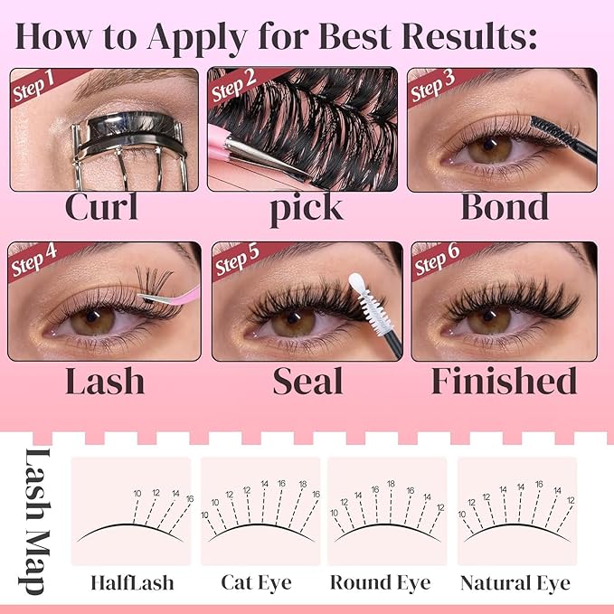 YIDUO Clusters Lashes Kit False Eyelashes Extensions 40D+60D+80D+100D Volume D Curl Wispy Individuals Fake Eyelash, 308Pcs All-in-1 Pack with Glue |Tweezers |Removers |Eyelash & Eyebrow Brush