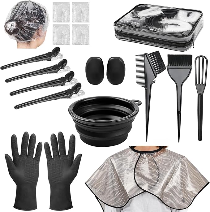 Xarchy 19 Pcs Professional Hair Bleach Kit Hair Coloring Products with Hair Dye Brush, Hair Color Bowl, Hairclips, Applicator, Earmuffs for Hair Highlighting and Hair Coloring at Home