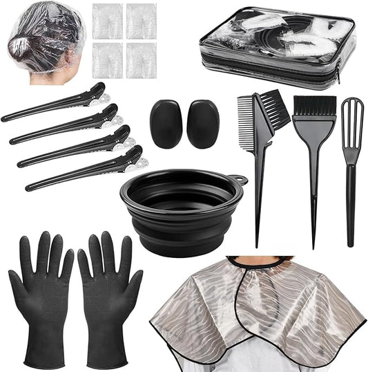 Xarchy 19 Pcs Professional Hair Bleach Kit Hair Coloring Products with Hair Dye Brush, Hair Color Bowl, Hairclips, Applicator, Earmuffs for Hair Highlighting and Hair Coloring at Home