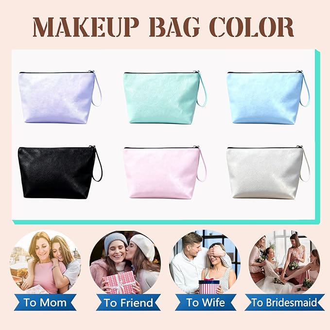 Personalized Makeup Bag Initial&Birth Flower Custom Small Travel Cosmetic Bag with Name Cute Makeup Bag for Women Girls