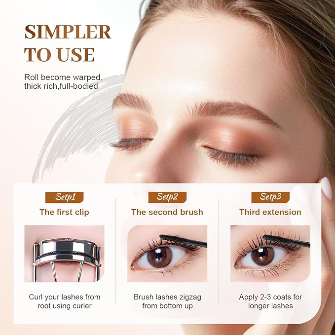 Mascara for Older Women 60 Plus, 2025 New Mascara Volume and Length for Mature Women with Thinning Lashes, Non Clumping Waterproof Long Wear (2PC Mix)