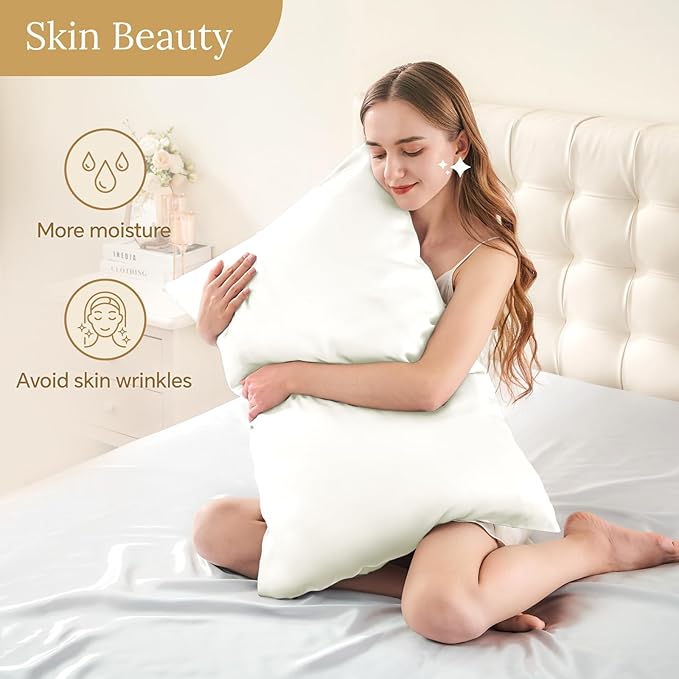 INFIIXSO Mulberry Silk Pillow Case King Size, Silk Pillowcase with Hidden Zipper 20"x36", Extraordinary Smooth and Soft Pillow Cases for Hair and Skin(Cream, 1 Pack)