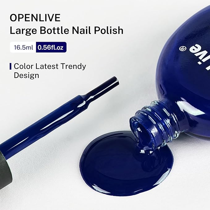 OpenLive 16.5ml Dark Blue Nail Polish Large Volume Quick Dry Nail Polish, Long Lasting Shine, Fingernail Toenail Nail Art DIY Home Travel Nail Art Gift