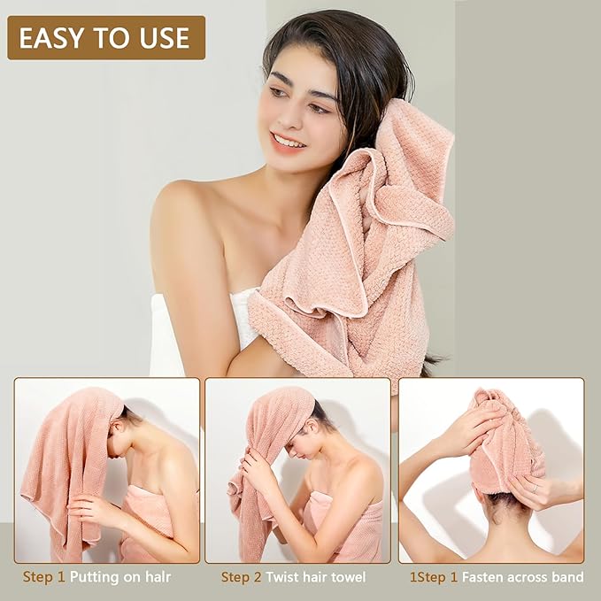 Laojbaba Microfiber Hair Towel Quick Dry Hair Towel Hair Drying Towels Suitable for All Kinds of Hair Ultra Absorbent Long and Thick Hair 24X48inch White (1pcs)
