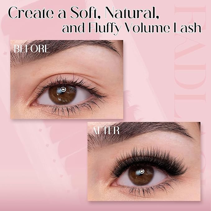 FADLASH Fluffy Easy Fan Lash Extension 3D Effect Rapid Volume Three Layers Easy Fan 2D~10D Eyelash Extensions Automatic Blooming Easy Fan Lashes D Curl (0.05D 9-13mm Mixed)