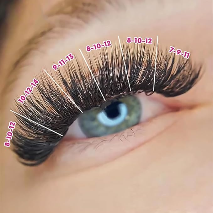 Eyesy Lash 500 Camellia Promade Fans - 5D 0.07 Size 8-10-12mm Curl C - Natural Premade Lash Fans for Eyelash Extensions 3 Lengths in 1 Loose Pre Made Eyelash Create Depth, Texture, Layer, Volume