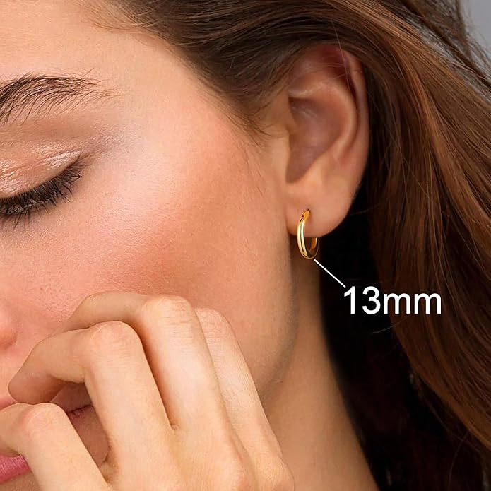 M MOOHAM 14K-Gold-Plated Hoop Earrings for Women - Hypoallergenic 14K Gold 925 Sterling silver-plated Post Sensitive Ears Nickel Free Hoops Earrings Set for Women Jewelry Lightweight 13-60mm