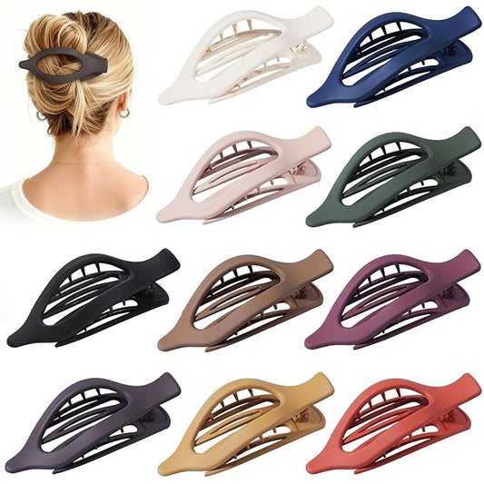 10 Pcs Flat Hair Clips for Women French Concord Claw Clips for Thick and Thin Hair Claw Clips Duck Billed Barrettes Hair Accessories for Women and Girls (Hot)