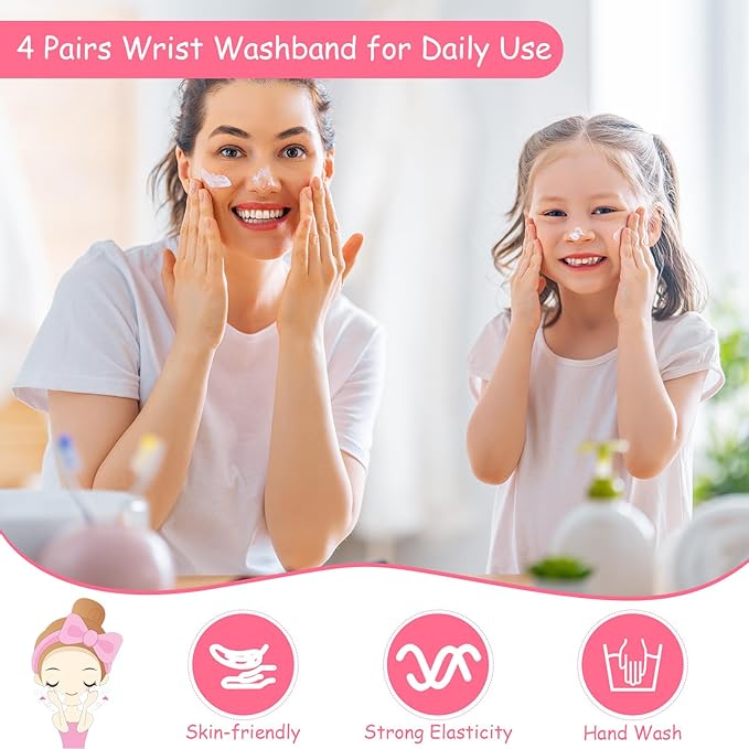 Chuangdi 4 Pairs Wrist Bands for Washing Face Wrist Spa Microfiber Wash Towel Band Scrunchies Absorbent Wristbands Sweatband for Women Prevent Liquid from Spilling(Khaki, Beige)